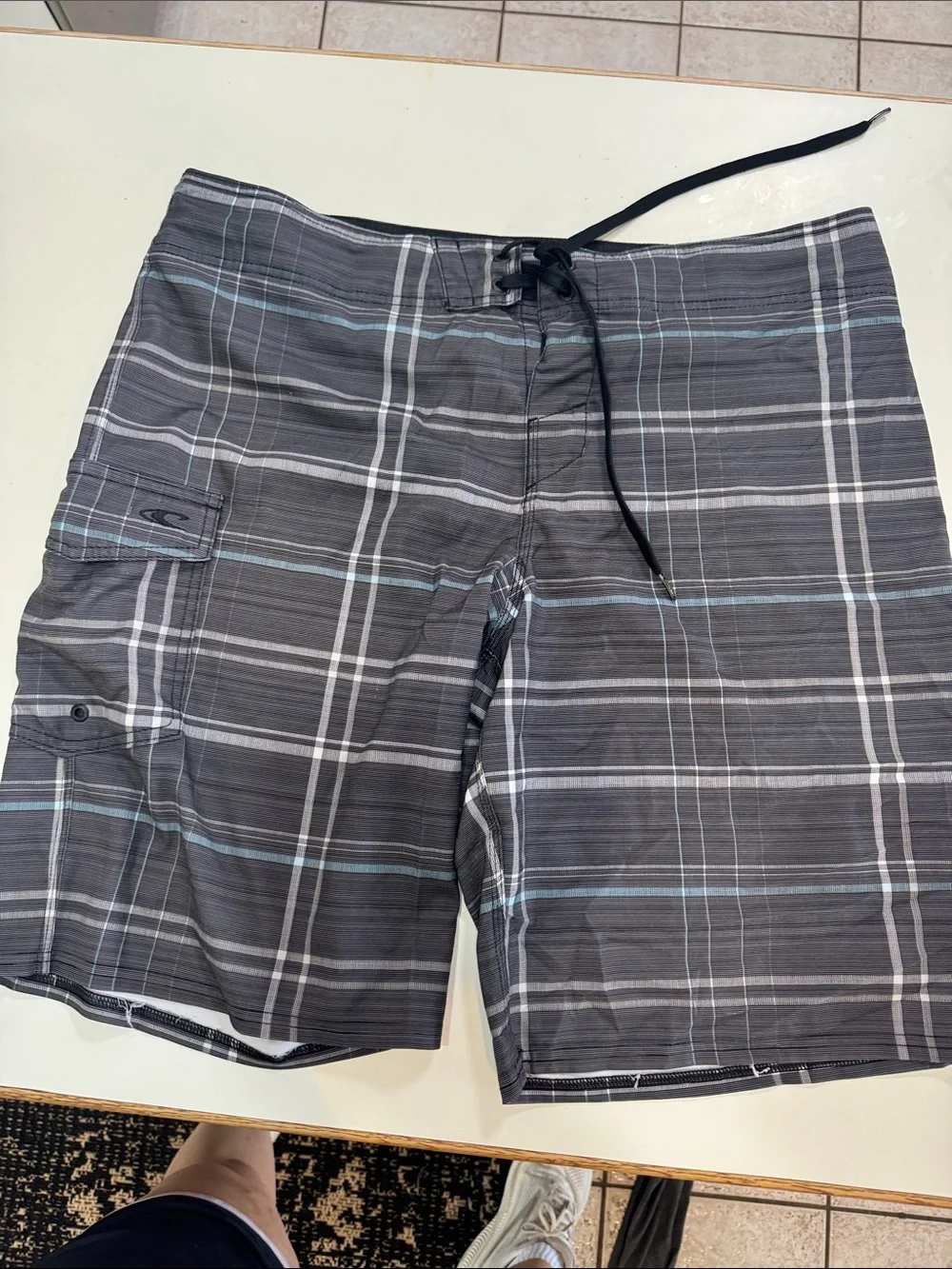 Men's O’ Neil Gray Plaid Swim Trunks